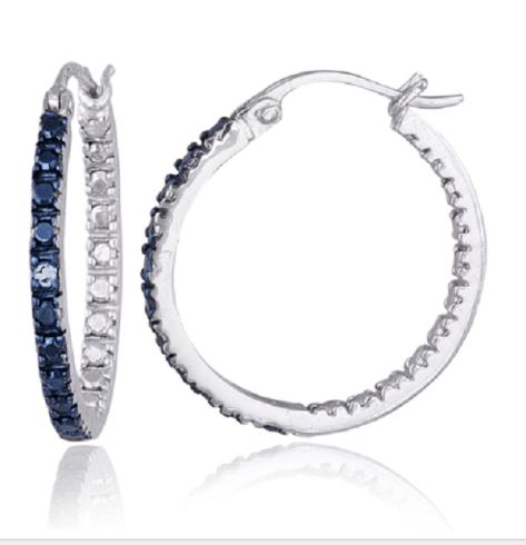 DB Designs Sterling Silver Blue Diamond Accent 20mm Hoop Earrings $23.84 from overstock.com.