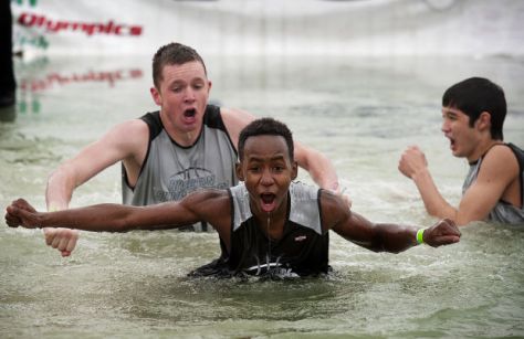 Young plungers braving the frigid waters. Special Olympics Plunge, Utah 2012. (Photo courtesy of heraldextra.com. )